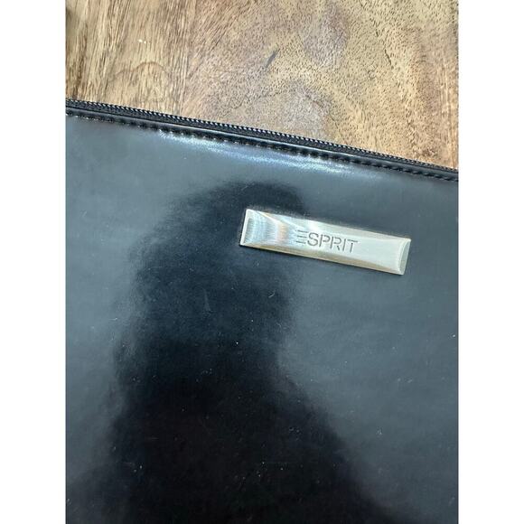 Esprit Women's Black Patent Leather Shoulder Bag Y2K 90s 2000s purse - Picture 3 of 7